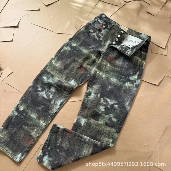 Multicolor Abstract Print Relaxed Fit Jeans - 5