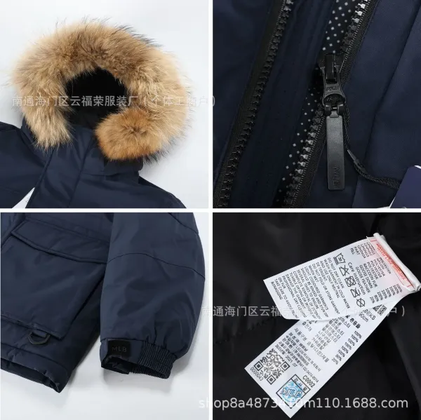 MLB x New York Yankees White Fur-Hooded Down Jacket - 3