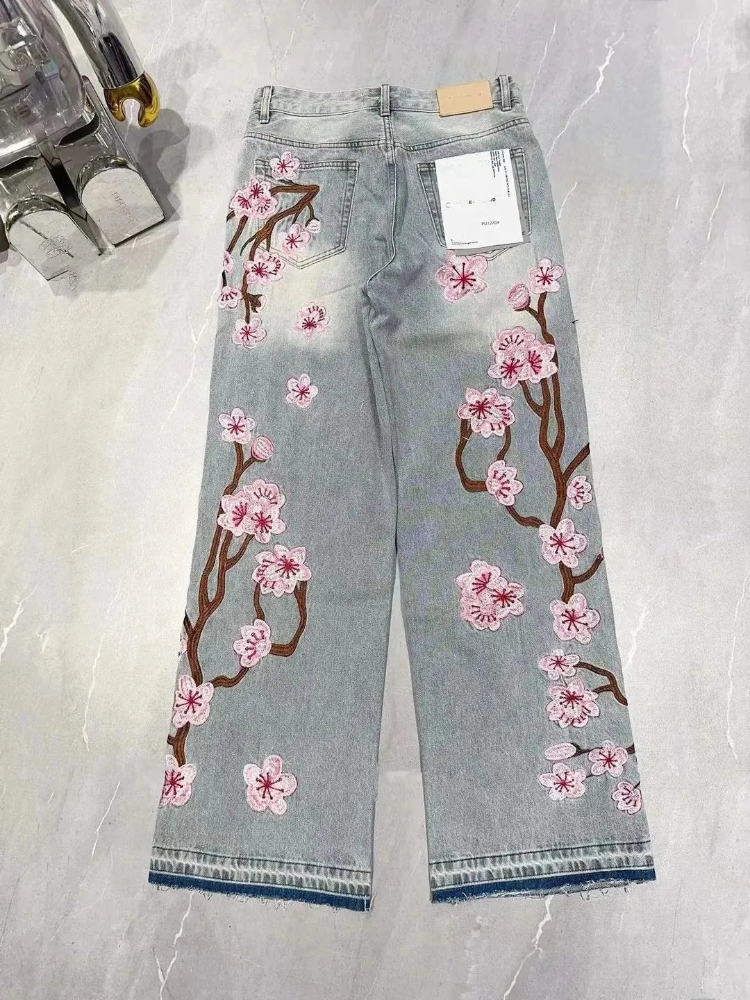 Cherry Blossom Embroidered Denim Jeans photo 3