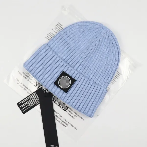 Stone Island Ribbed Beanie Light Blue Hat - 1