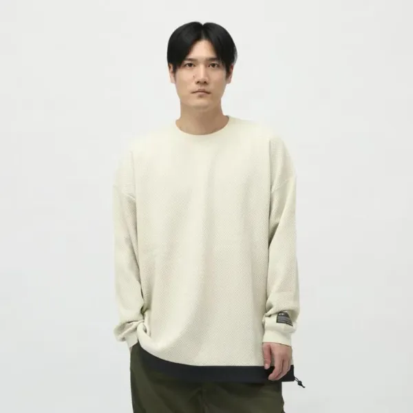 A Bathing Ape Waffle Knit Crewneck Beige Sweater - 1