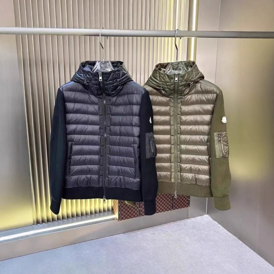 时尚连帽拼接针织袖羽绒棉服保暖外套 2