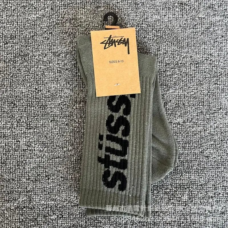 Stussy Striped Logo Socks White / Black - 12