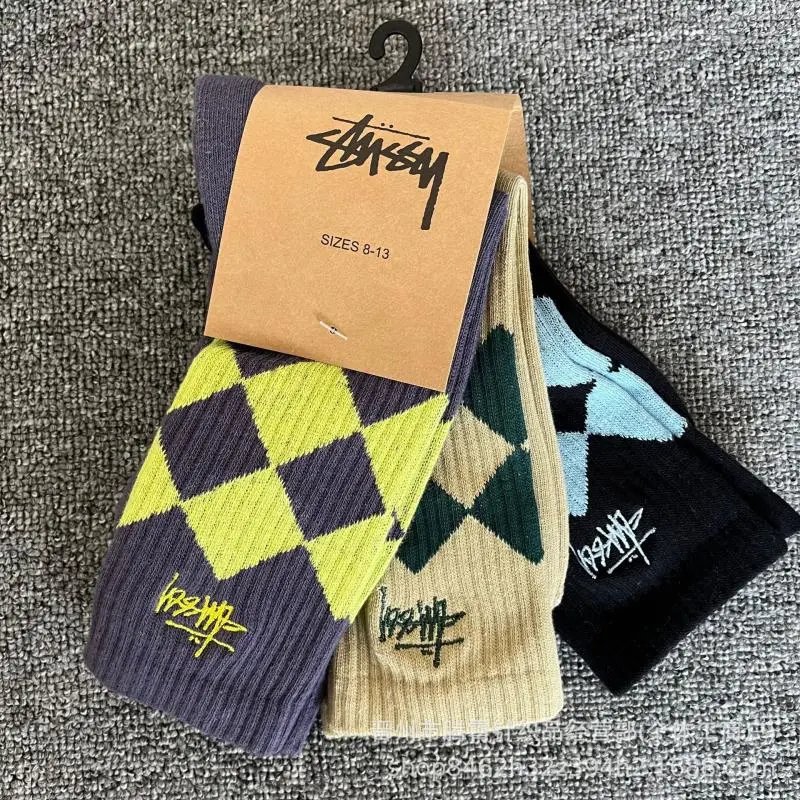 Stussy Striped Logo Socks White / Black - 22