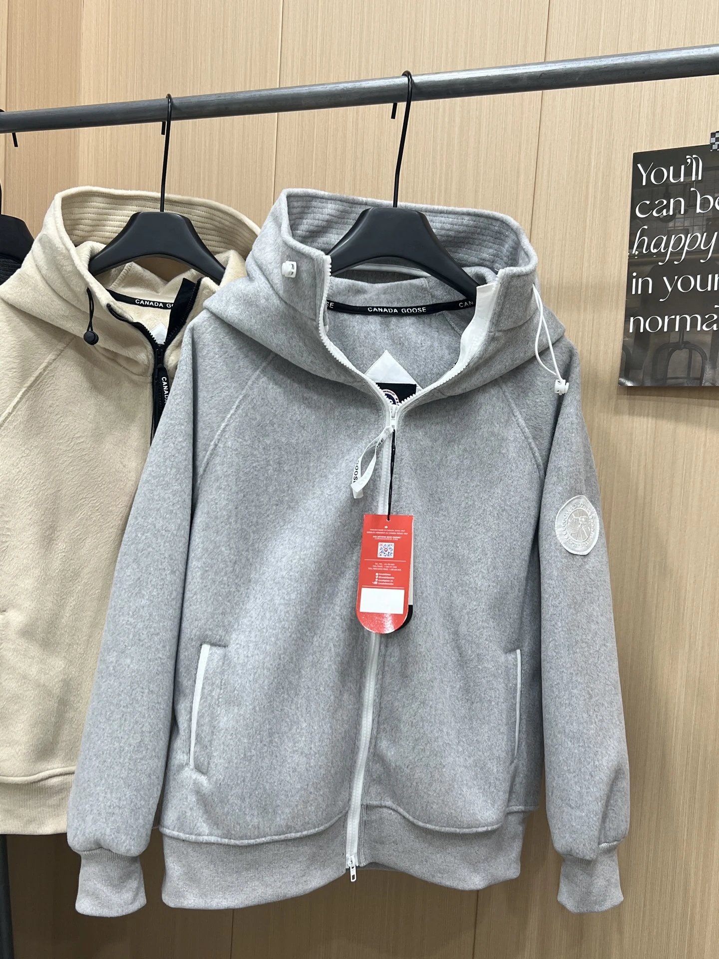 Canada Goose Fleece Hoodie Beige Hoodie - 12