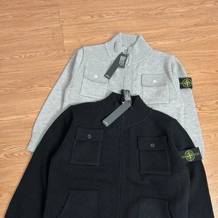 Stone Island Knitwear Zip-Up Knit Cardigan with Chest Pockets image 4