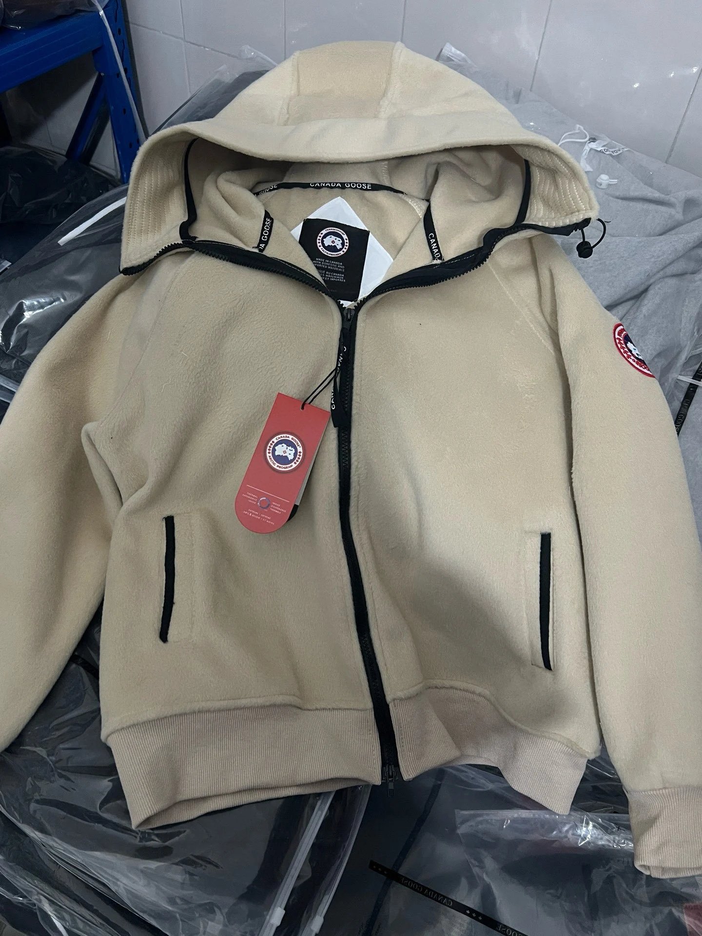 Canada Goose Fleece Hoodie Beige Hoodie - 36