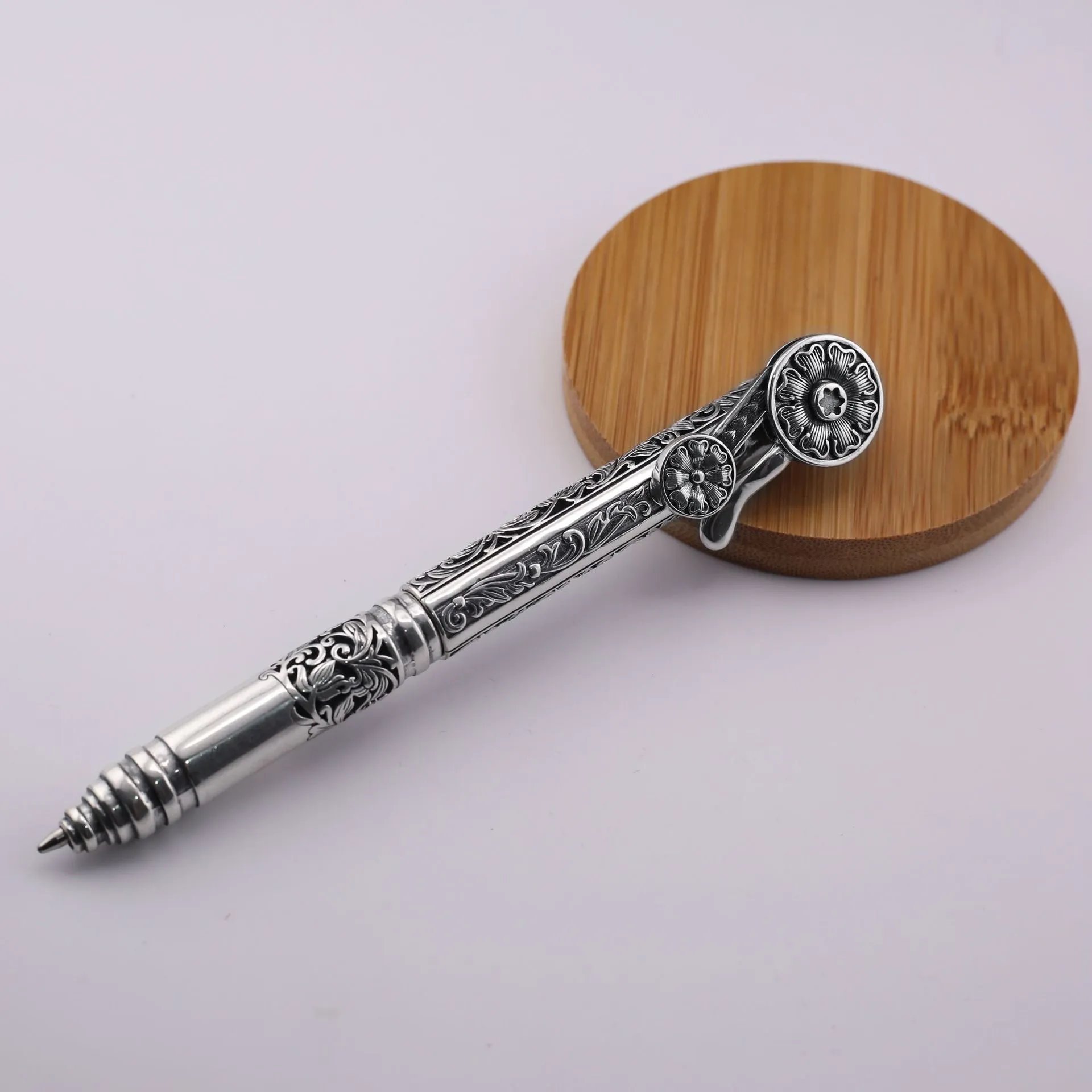 High-end Retro Thai Silver Hexagonal Star Gel Pen