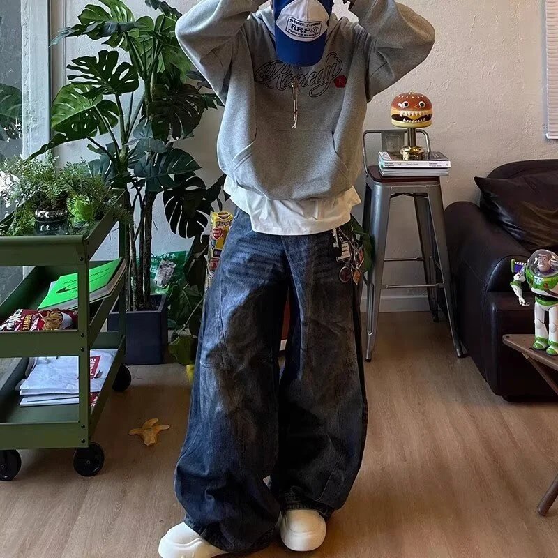 Loose, Inverted Waist-head Wide-leg Pants