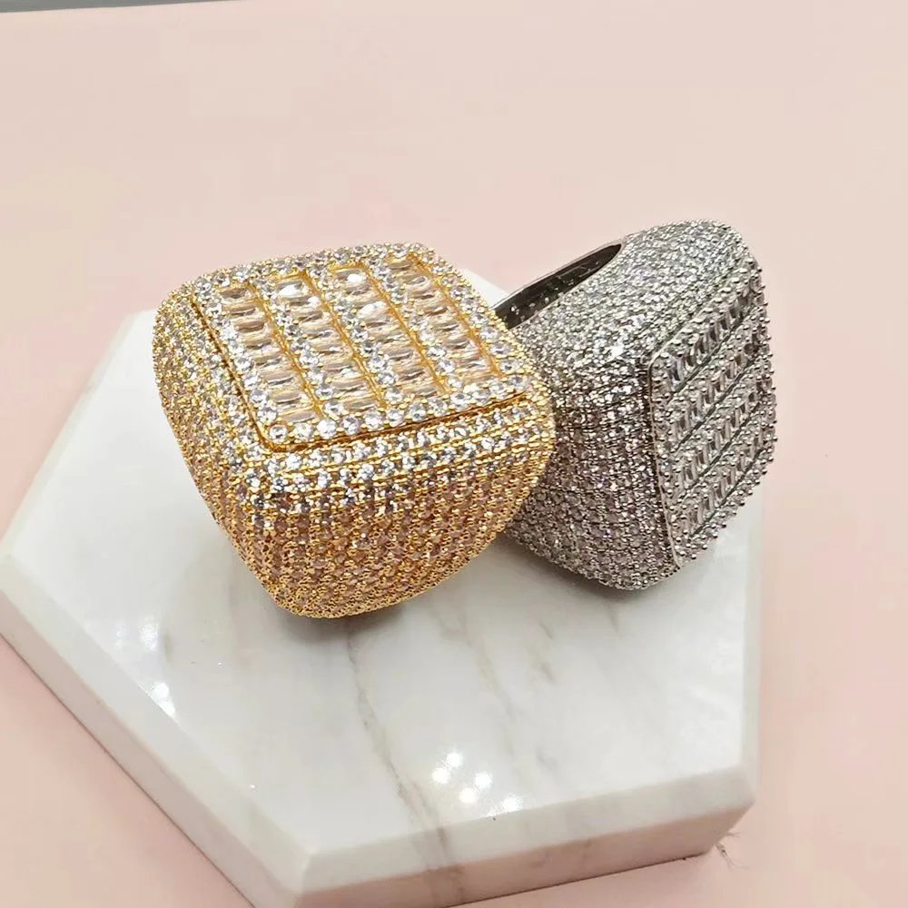 Hip-hop Micro-set Zircon Square Ring