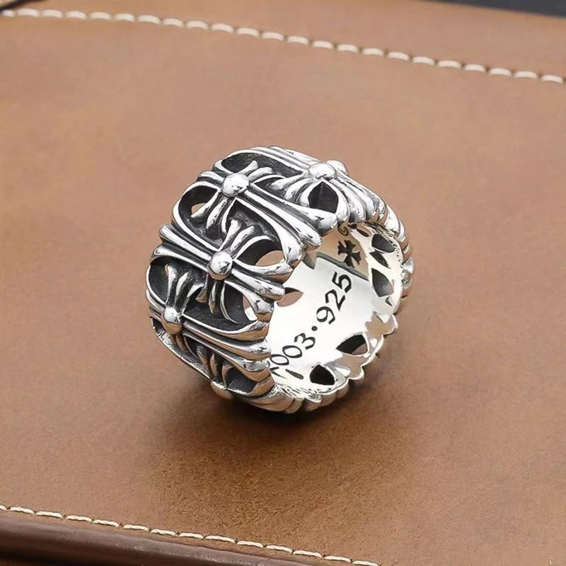 Cross Ring Made Of 925 Silver With A Vintage Style