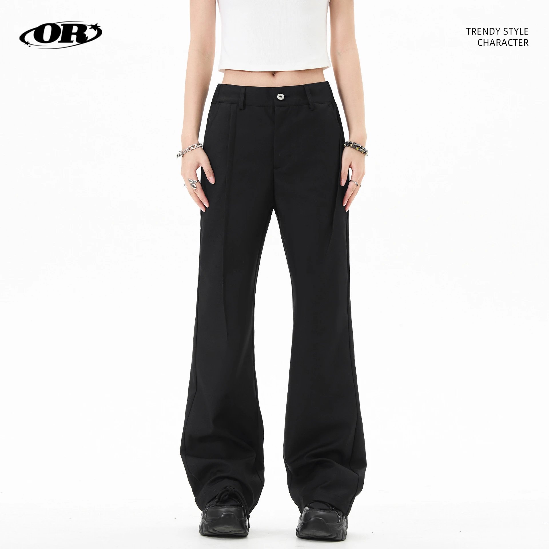 High-waist Slim-fitting Flared Casual Pants