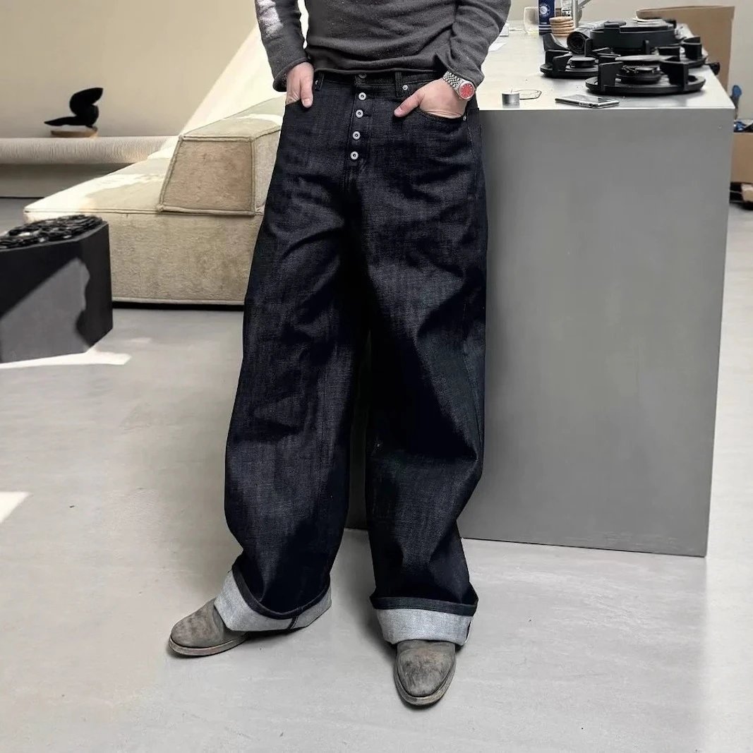 Loose Straight A-shaped Wide-leg Pants
