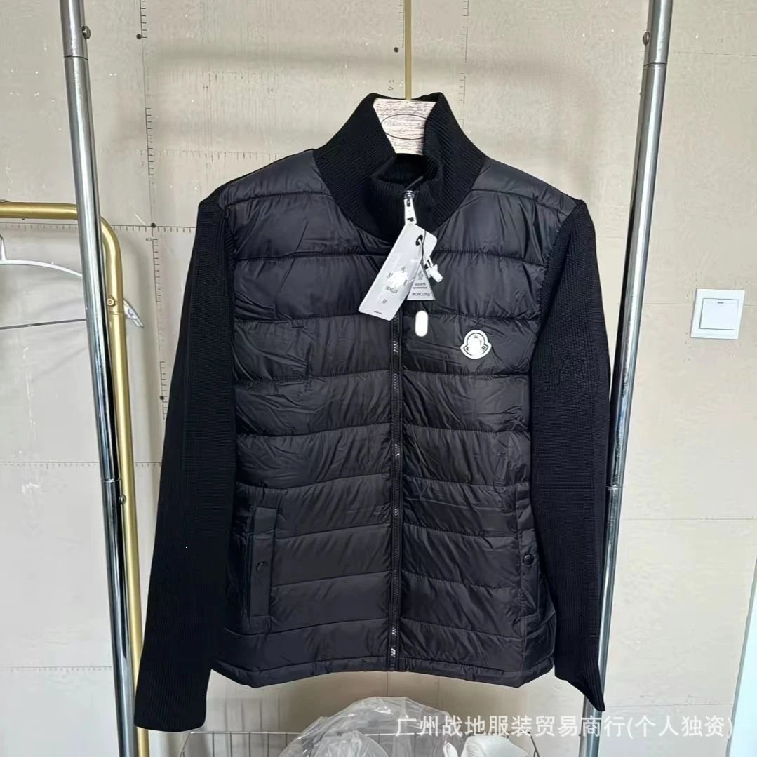 Black cotton jacket with standing collar and chest badge
