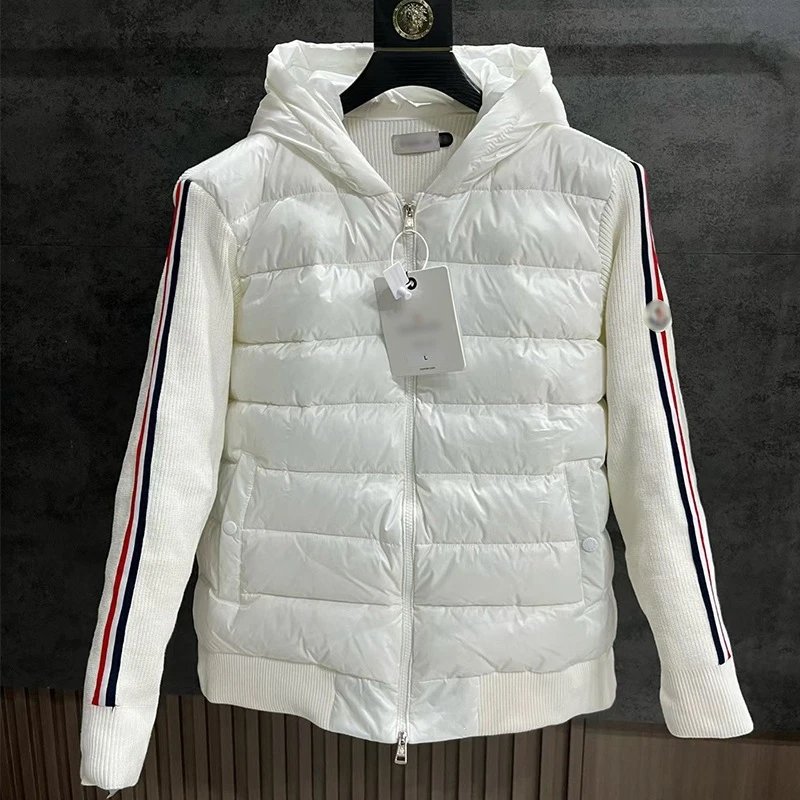 Colored striped sleeves knitted in white