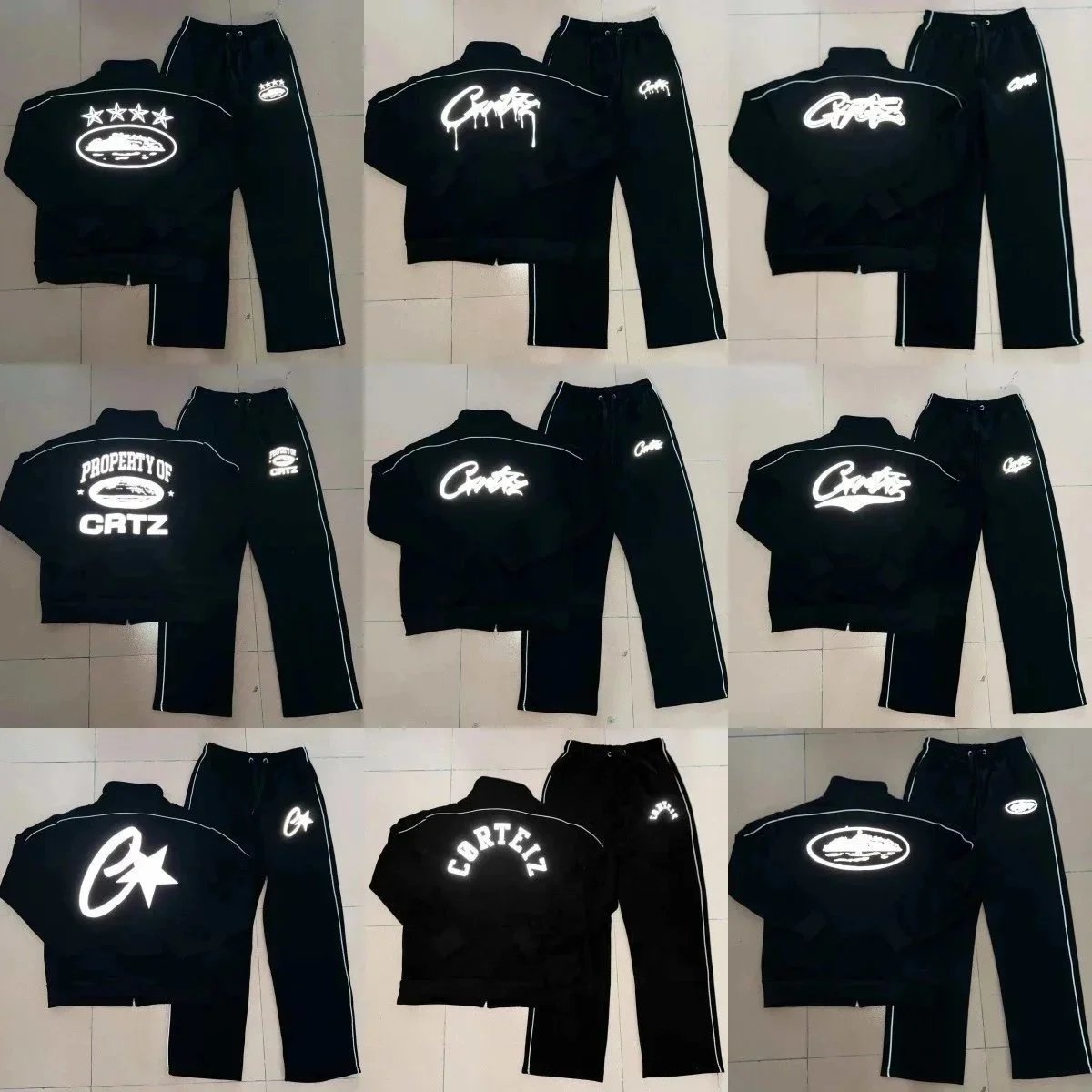 Design Track Pants Black with White Stripe Sweatpants - 4