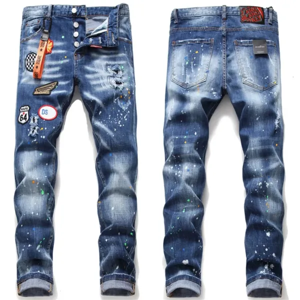 Dsquared2 Distressed Graphic Print Denim Shorts Blue - 16