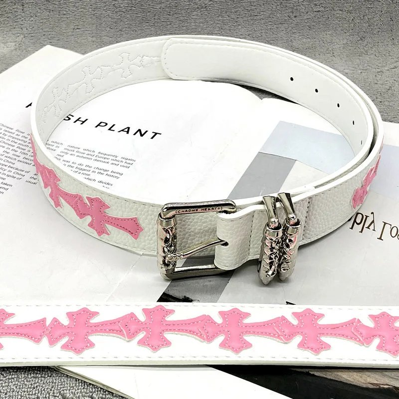 【 15 Pink Cross White Background - Thick Rollers 】 Cro CH Sacred Sword Heart Belt