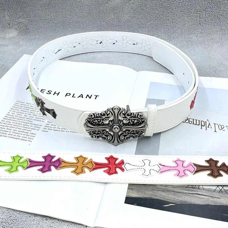 15 colored cross white background, flower cross belt