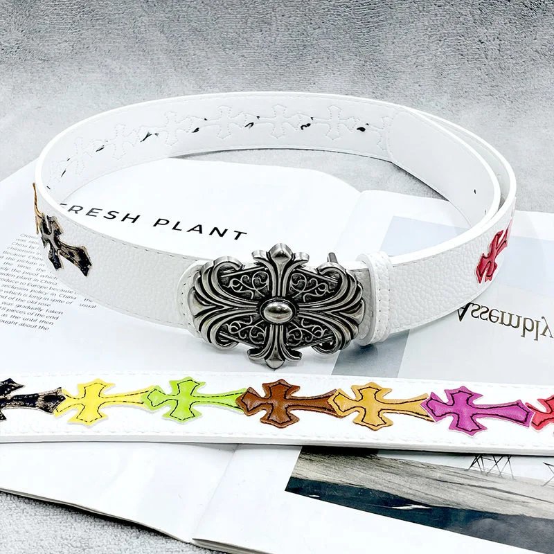 15 colored cross white background, square cross belt