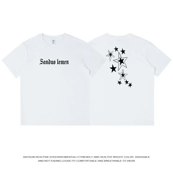 American letter printed loose short sleeved T-shirt for men, spring and summer, pure cotton new item for teenagers, half sleeved women's T-shirt