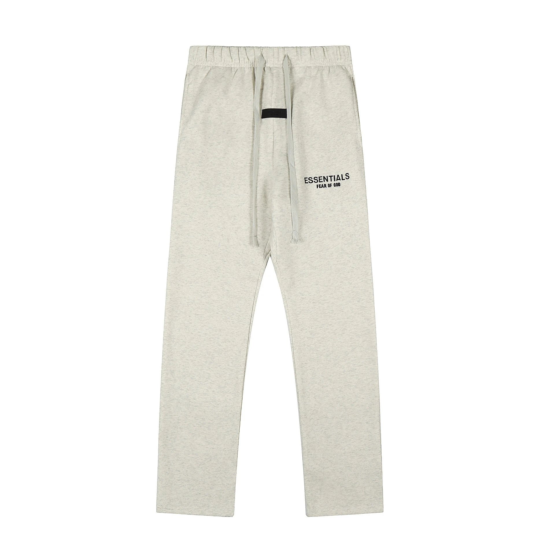 Oatmeal flocked straight-leg pants