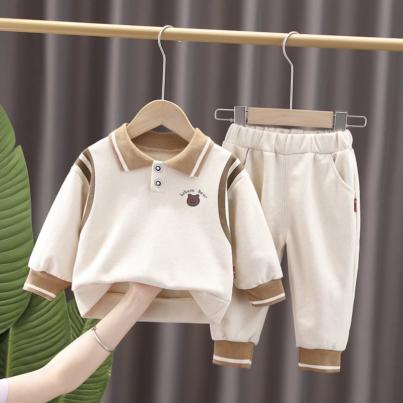 New men's and women's baby autumn sweatshirt set, baby and children's clothing, fashionable spring and autumn long-sleeved two-piece set, manufacturer wholesale