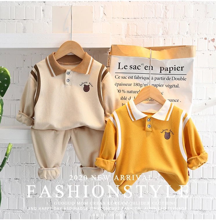 New men's and women's baby autumn sweatshirt set, baby and children's clothing, fashionable spring and autumn long-sleeved two-piece set, manufacturer wholesale