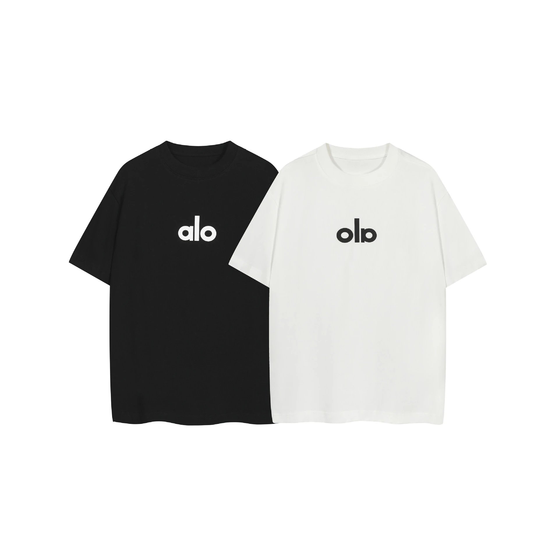 跨境潮牌ALO新款logo高品质重磅纯棉短袖男女情侣简约宽松高级感T