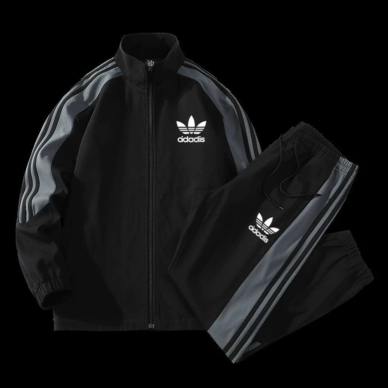 Adidas Originals Trefoil Track Jacket and Pants Black Gray Tracksuit - 5