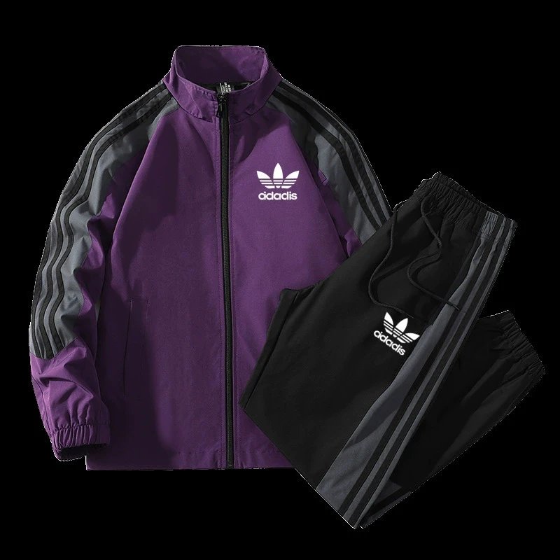 Adidas Originals Trefoil Track Jacket and Pants Black Gray Tracksuit - 6