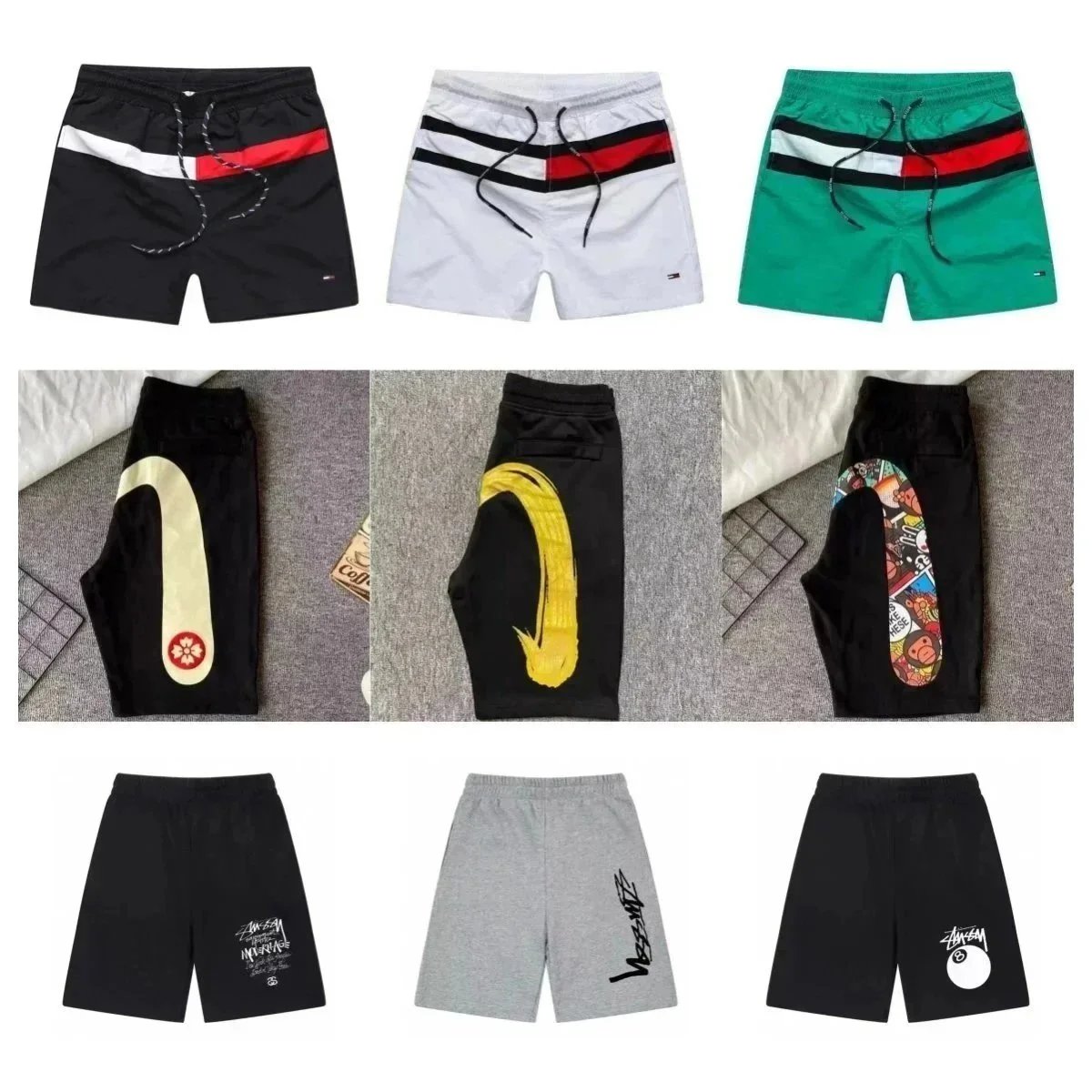 Tommy Hilfiger Stripe Swim Shorts Black White Green Sport