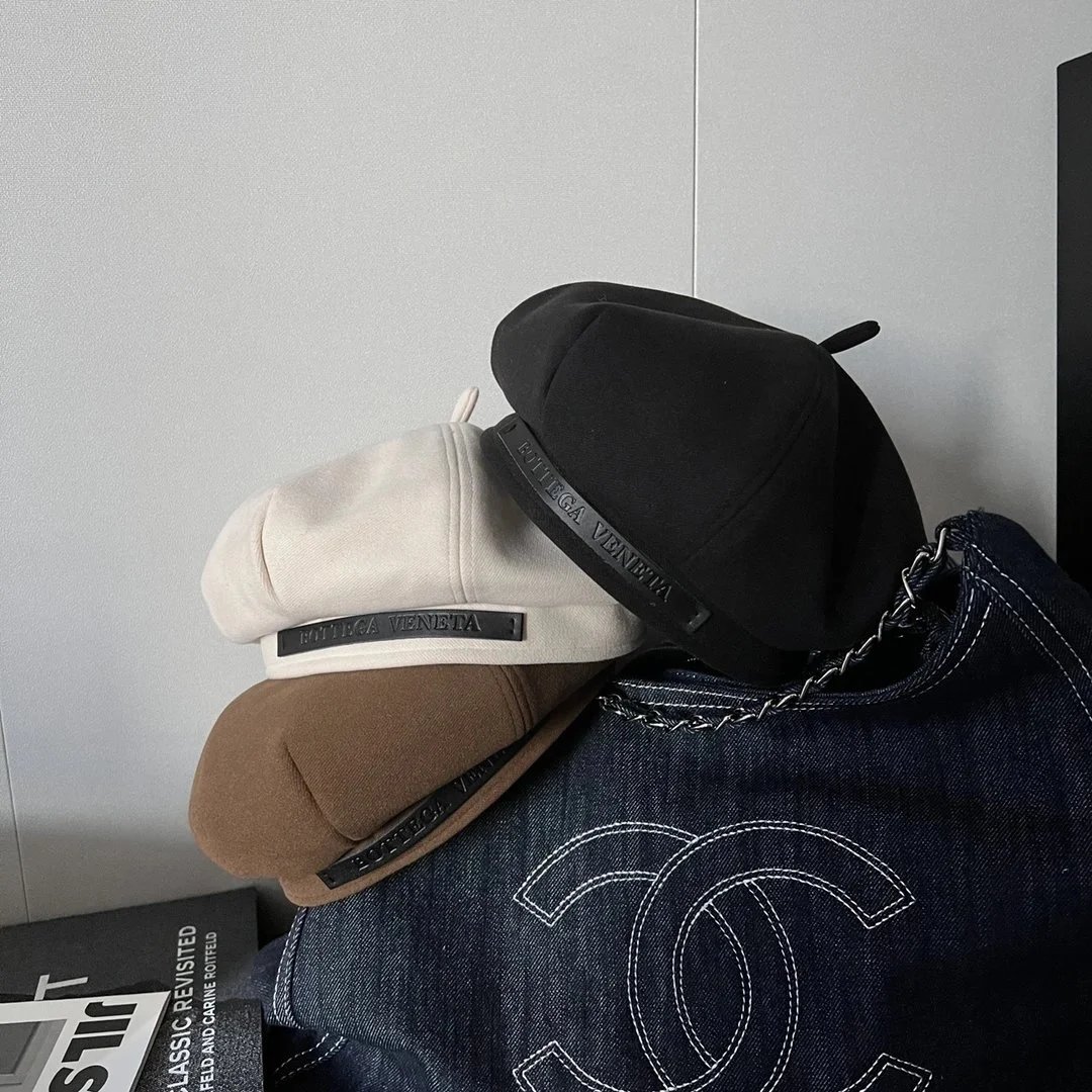 Bottega Veneta Beige Brown Suede Beret Hat