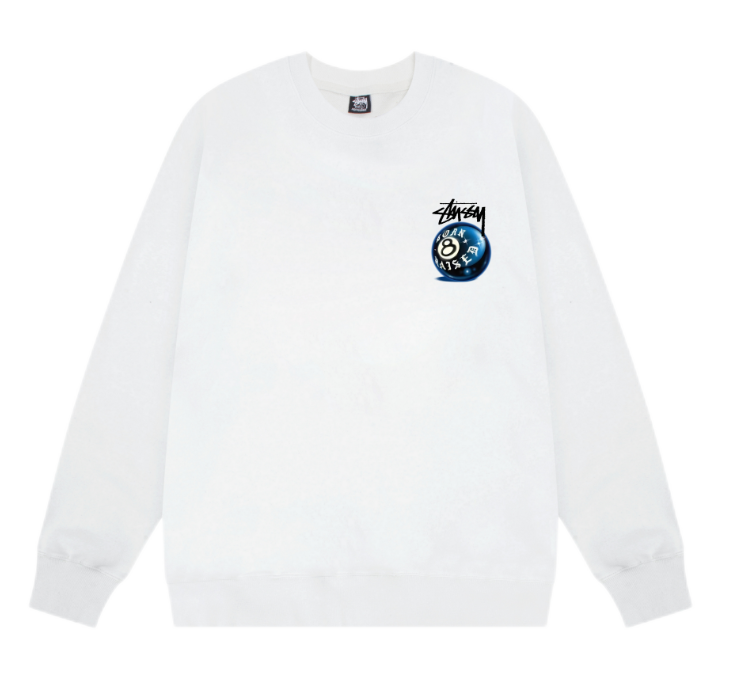Stussy White Crewnec