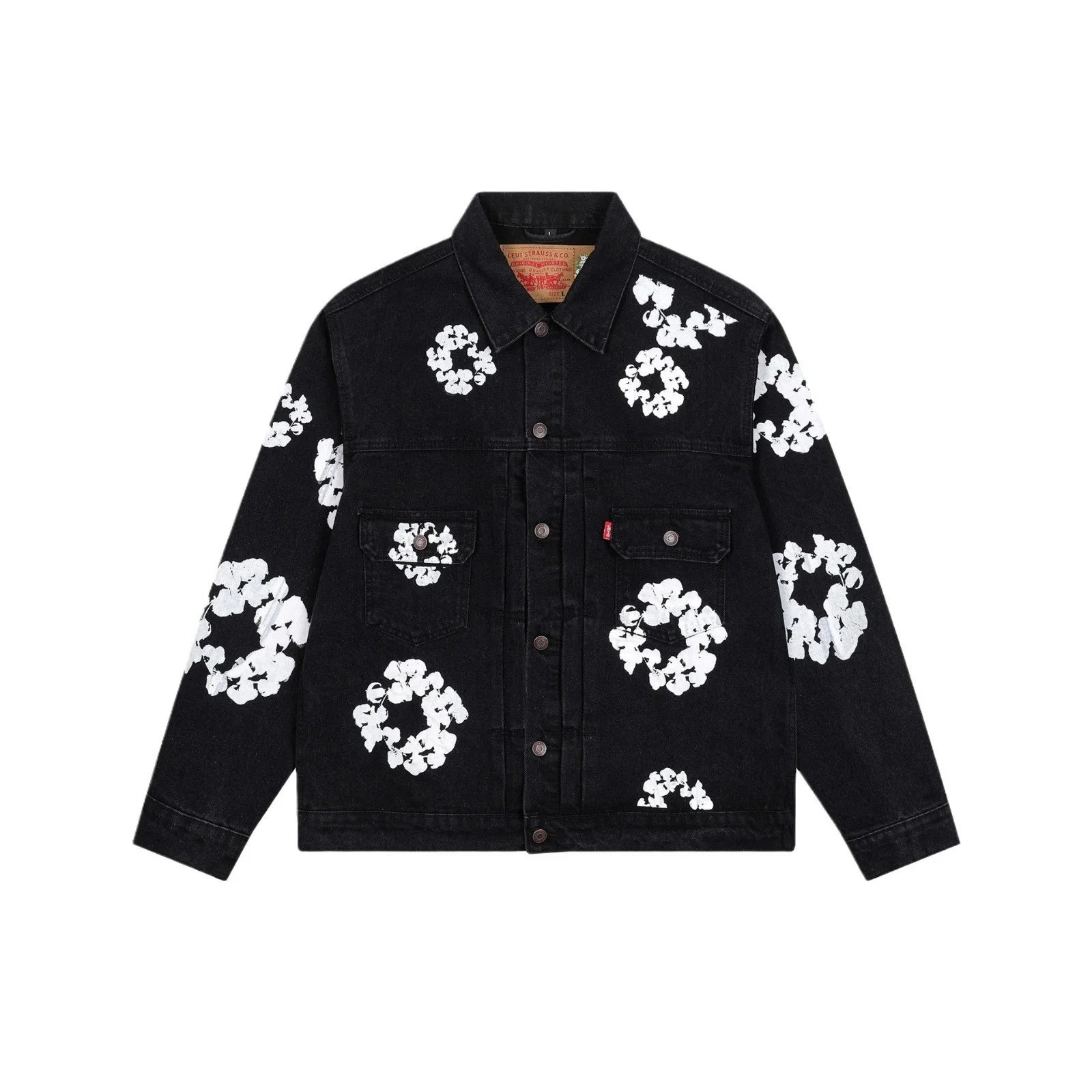 Levi's Trucker Jacket And 501 Jeans Floral Print Denim Set