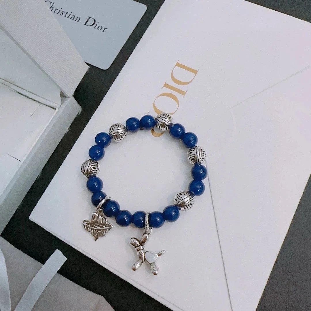 Dior Blue Beaded Charm Bracelet