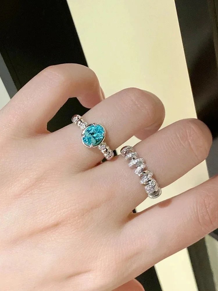 Silver Spiral Pave Crystal Stackable Ring