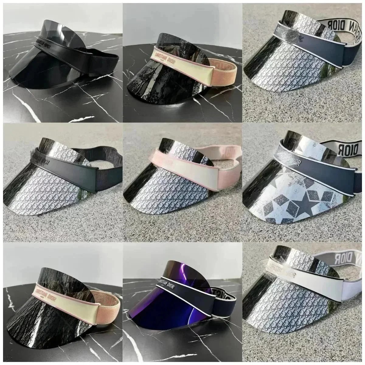 Dior Visor Black White Pink Blue Silver Monogram Sporty Sun Visor