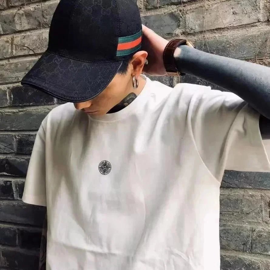 Gucci Black Cap, White T-Shirt