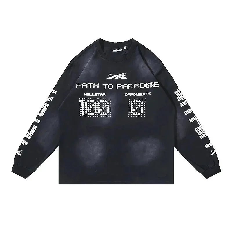 Hellstar Long Sleeve Graphic Tee White Black Streetwear