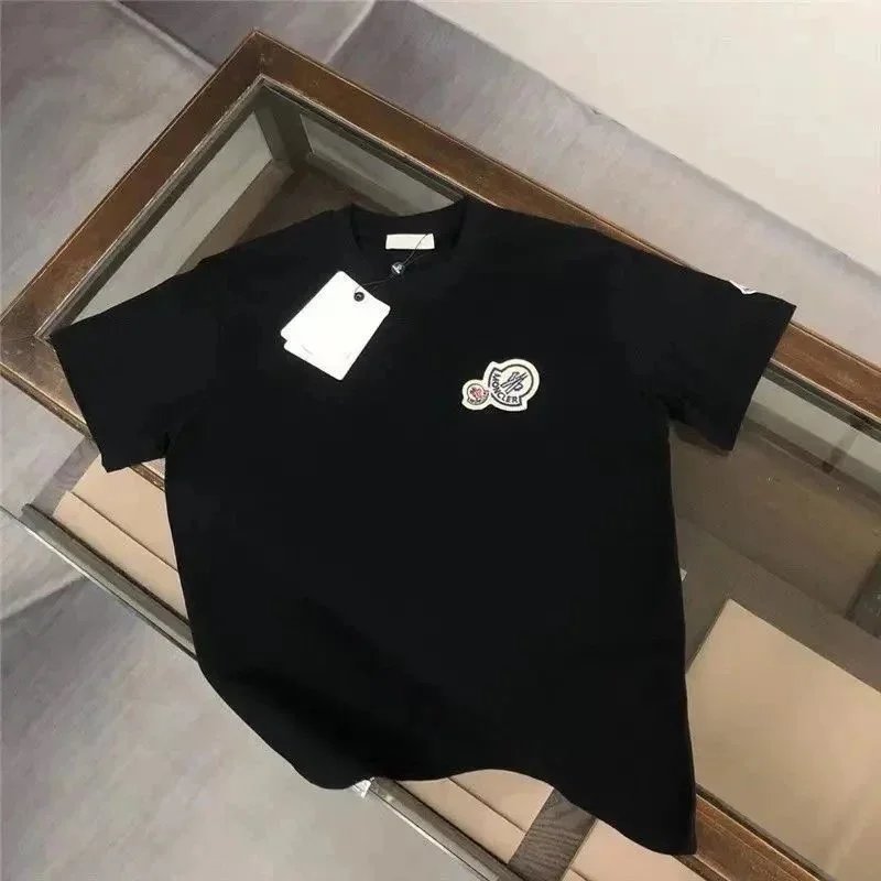 Moncler Classic Logo Patch Black Ribbed Crewneck T-Shirt