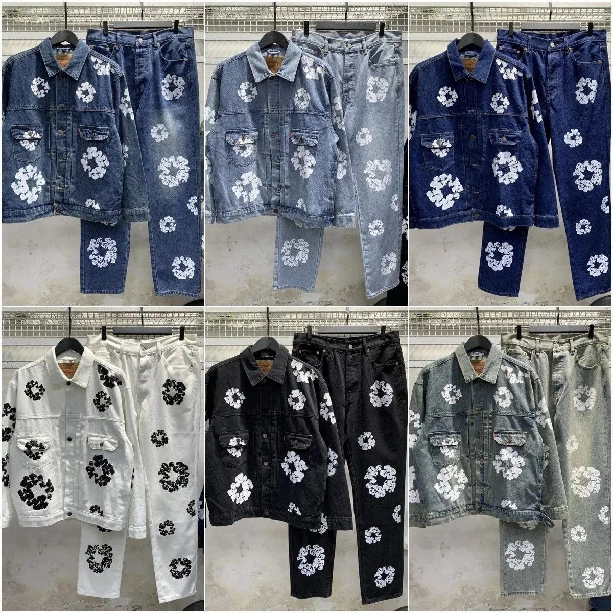 Levi's Denim Jacket And Jeans Set White Floral Print Casual