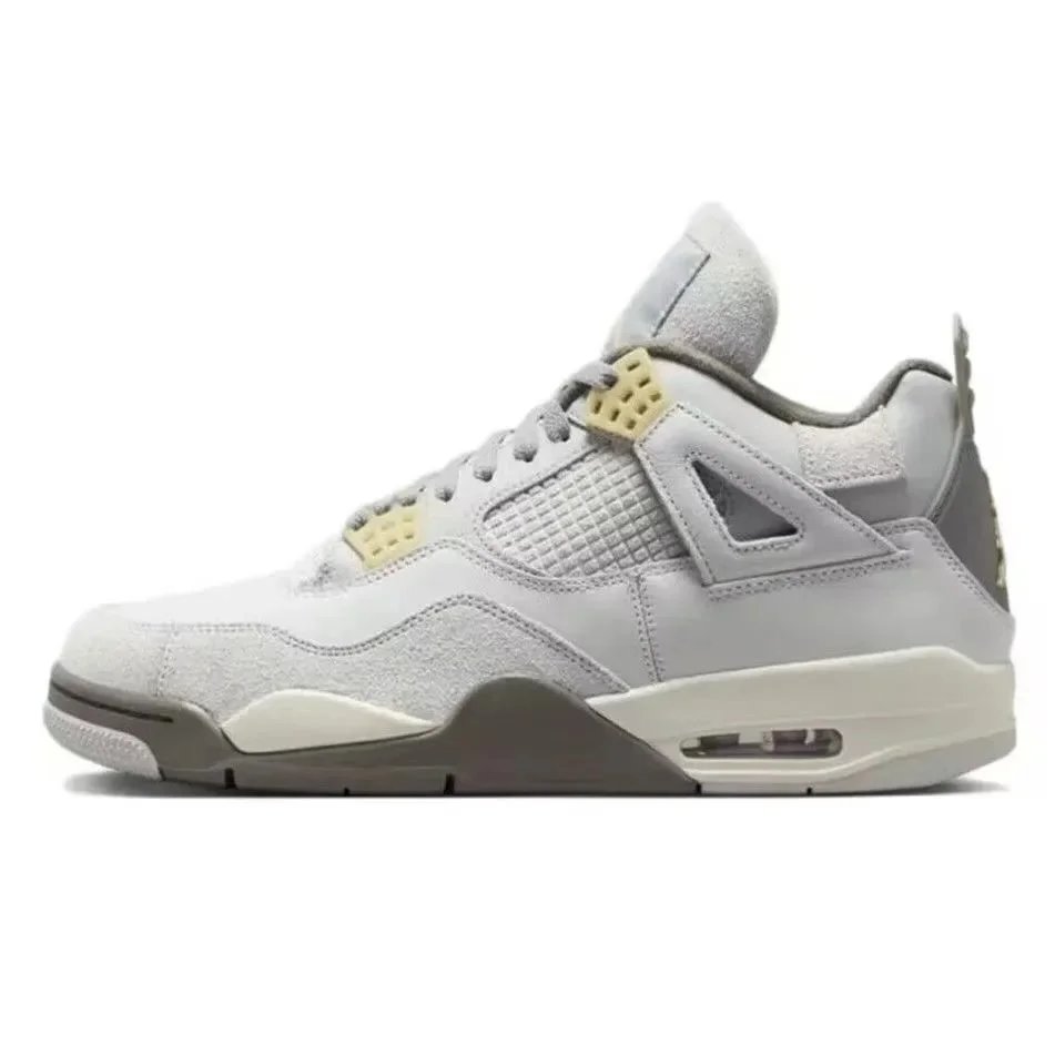 Nike Air Jordan 4 White Navy Grey Retro Basketball Sneakers