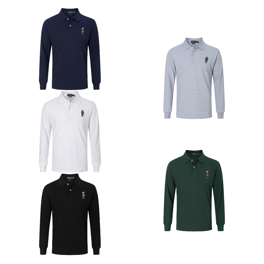 Polo Ralph Lauren Long Sleeve Navy Gray White Black Green Classic Polo Shirt