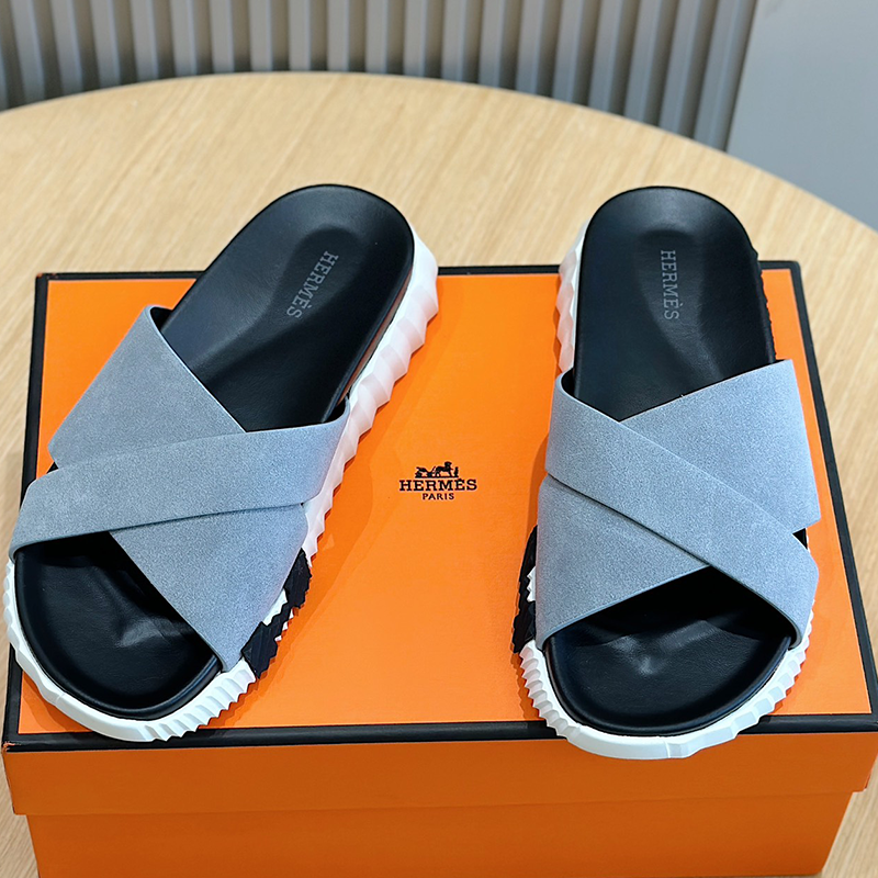 Hermès Grey Slides