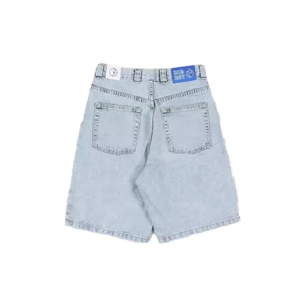 Denim Shorts Light Blue Washed Relaxed Fit
