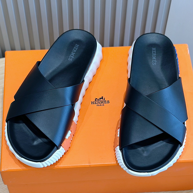 Hermès Black Slides