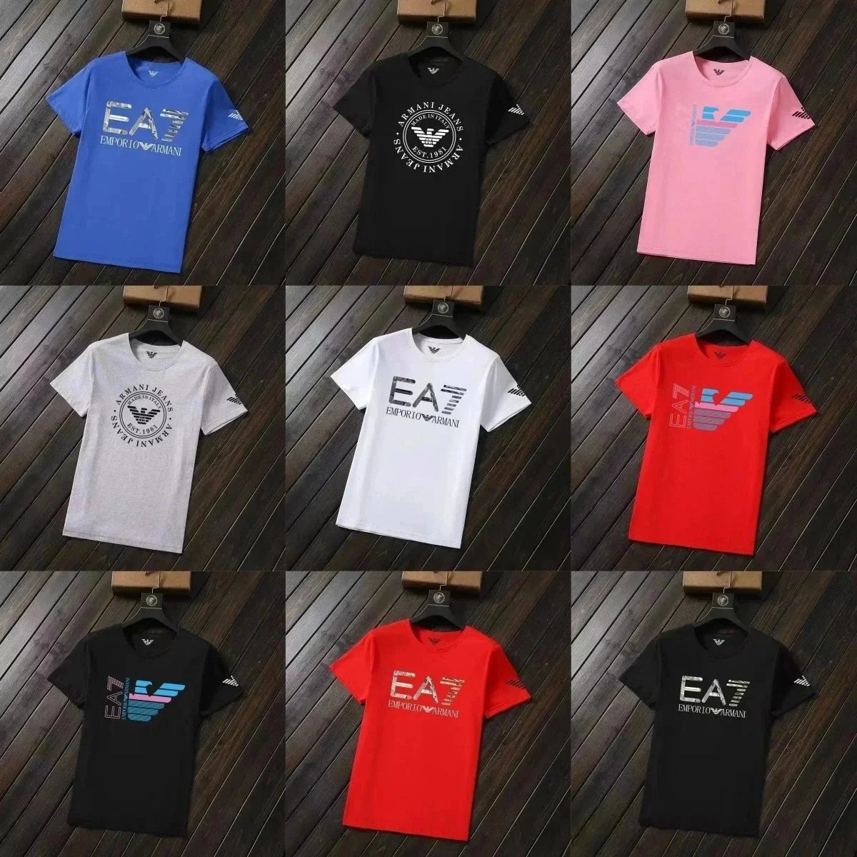 EA7 Emporio Armani Blue Graphic Print T-Shirt