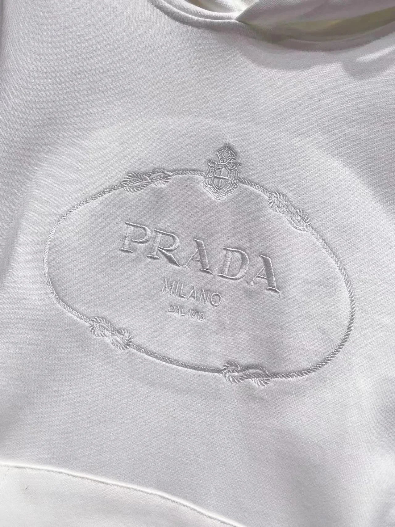 Prada Logo Black Embossed Hooded Sweatshirt