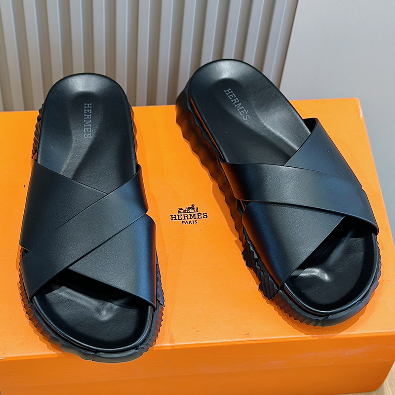 Hermès Black Slides